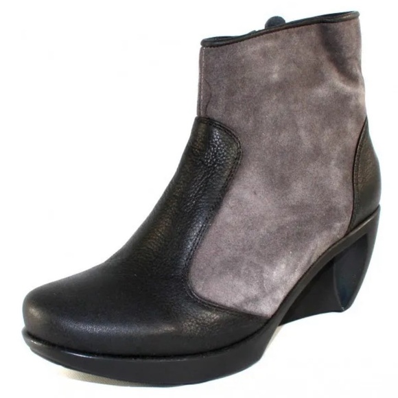 Naot Women's Sky Ankle Boot In Caviar Leather Grey Suede Size 7 - Picture 1 of 6